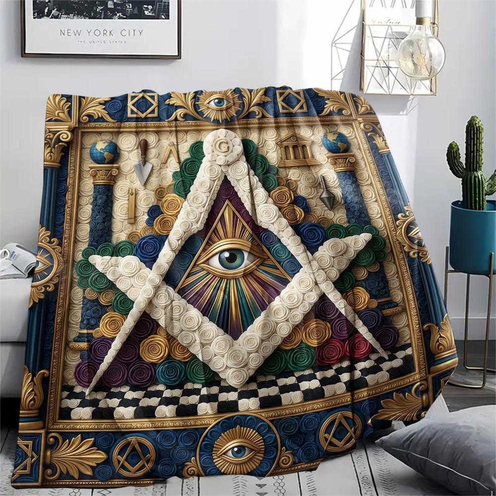 1Pc Egpyt Liberty Statue Patchwork Print Flannel Blanket High Quality Warm Comfortable Cover for All Seasons Perfect for Gifts Home Decor