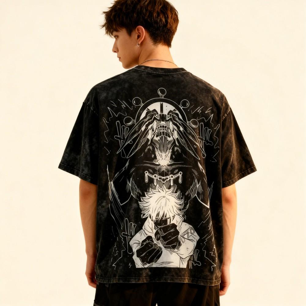 Gojo vs Sukuna anime tshirt jujutsu kaisen dark graphic tee vintage style Unisex T-Shirt XL
