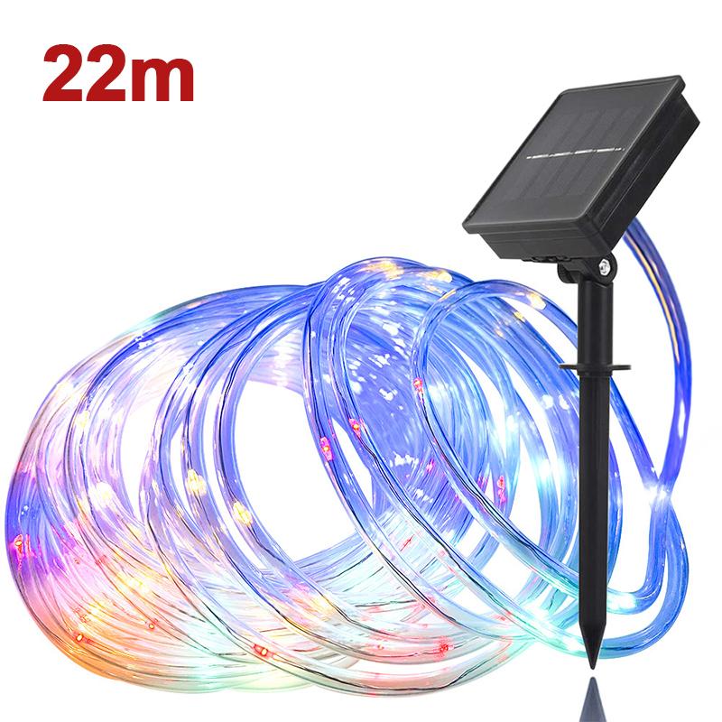 7/12/22m LED Solar Light String Outdoor Waterproof Tri-color Decorative Lamp Garden Courtyard Villa Park Atmosphere Light String