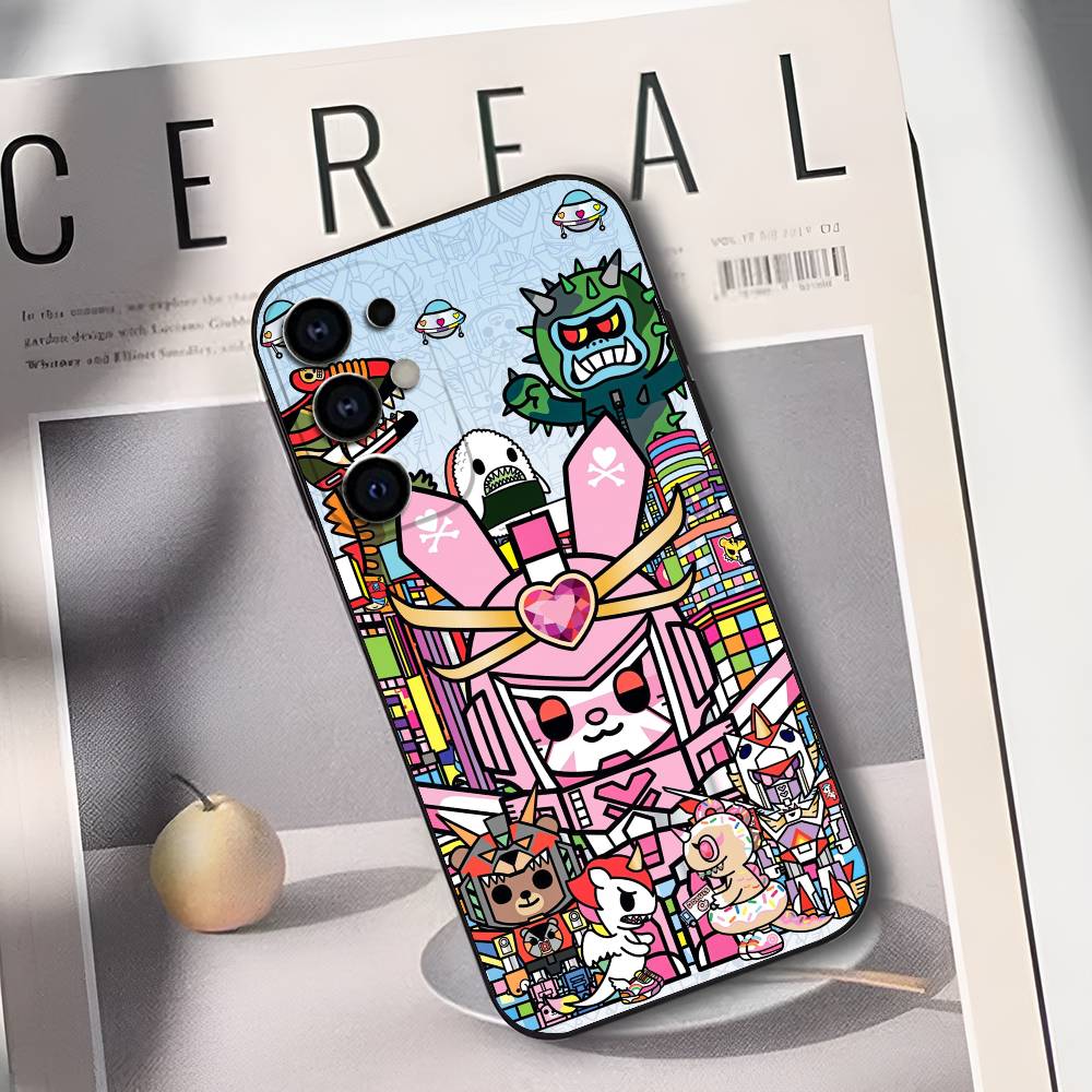 Japan T-Tokidokis Phone Case For Samsung S25,S24,S21,S22,S23,S30,Ultra,S20,Plus,Soft Silicone Black Cover