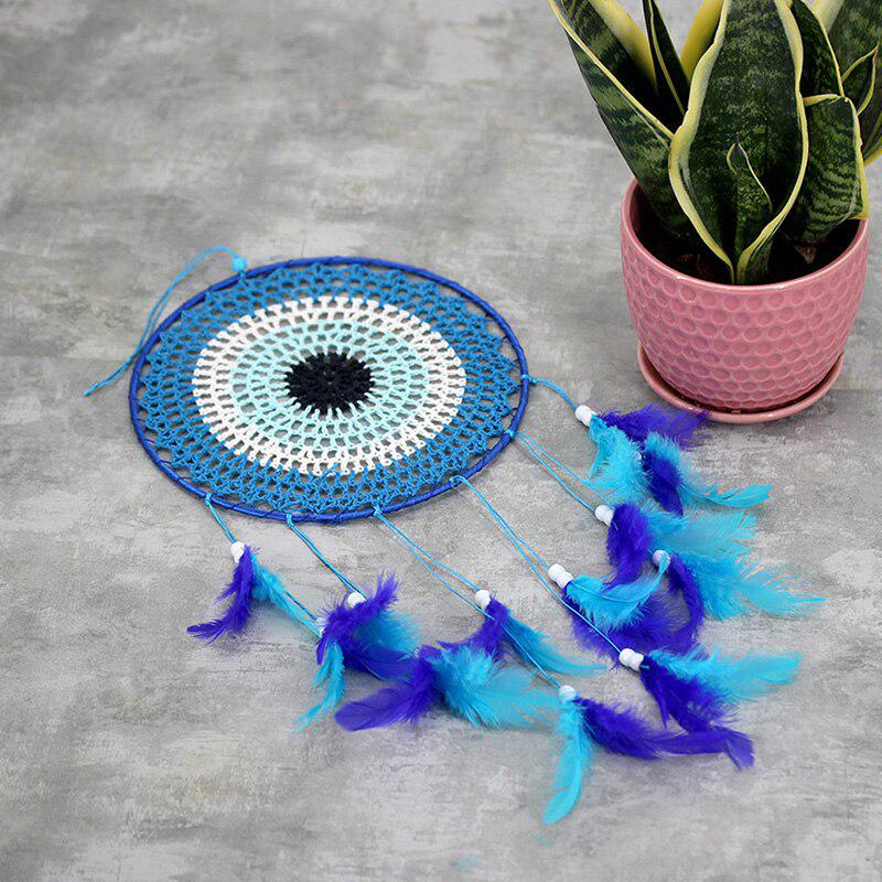 Hand-woven Craft Blue Feather Dream Net Catcher Cute Girly Bedroom Wall Hanging Living Room Decoration