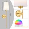 Battery Operated Wall Sconce Set of 2,Gold Rechargeable Wall Lights with 2500mAh Dimmable Detachable Bulbs and Remote