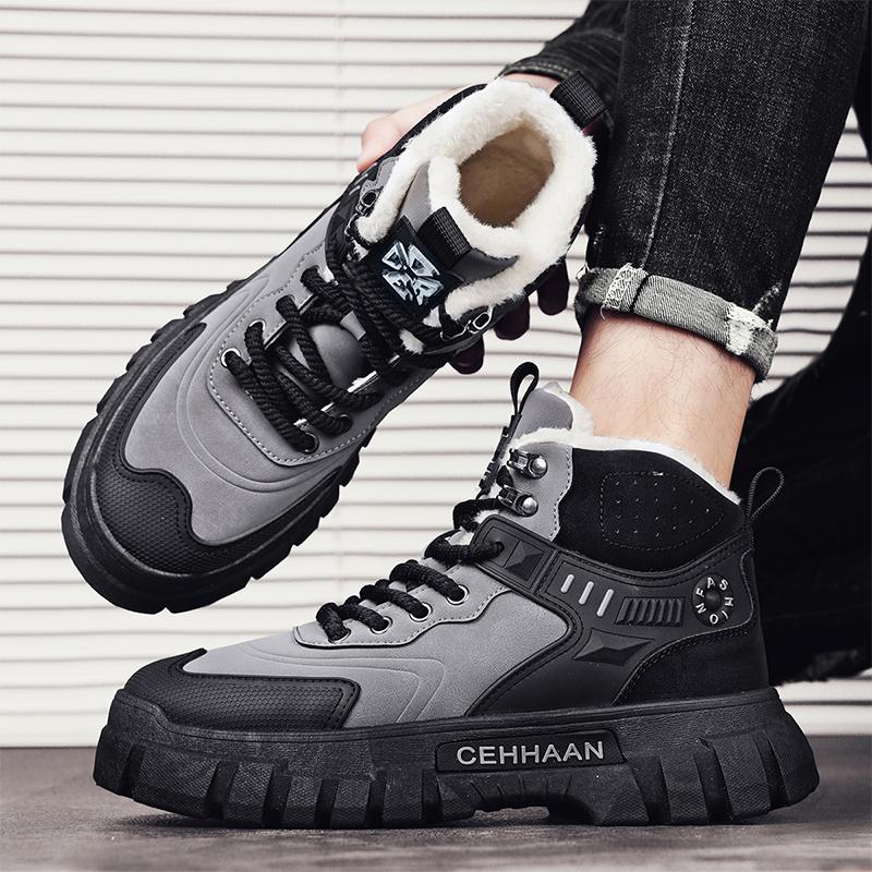 

TUINANLE Men s Winter Warm Snow Boots Casual Lightweight Anti-Slip Faux Fur Lined Ankle Booties for Male Comfortable Plush Short Boot Shoes 39 серый