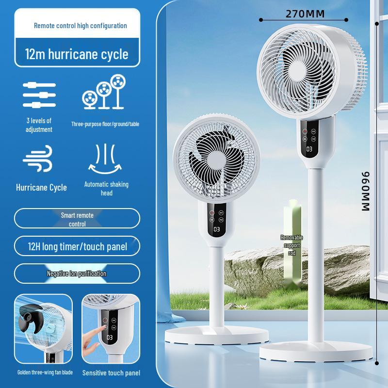 Smart Remote-Controlled Oscillating Electric Fan: Low Noise Floor & Table Air Circulation Fan