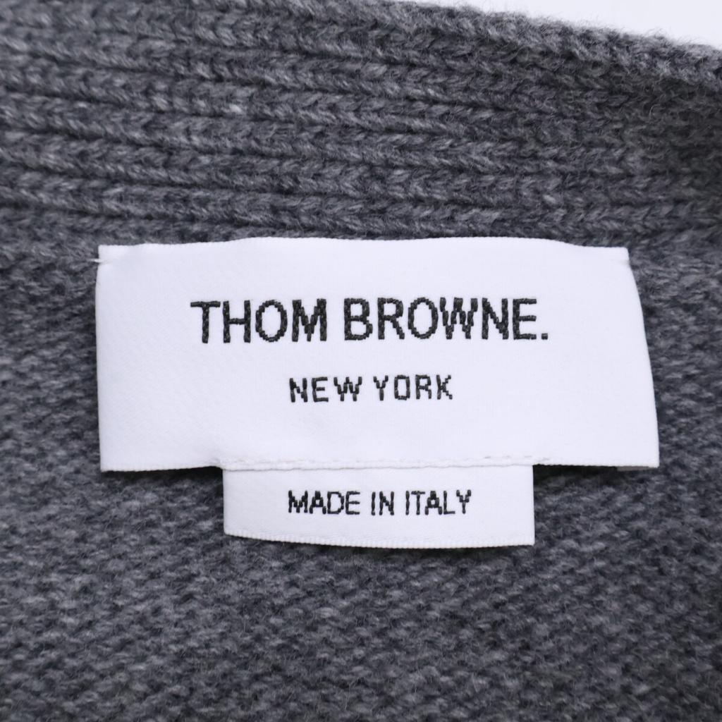 THOM BROWNE Authentic Japanese Domestic Product FCK657A-Y1029-035 Fine Merino Intarsia Goose 4-Bar V-Neck Cardigan tops 36 grayUsed