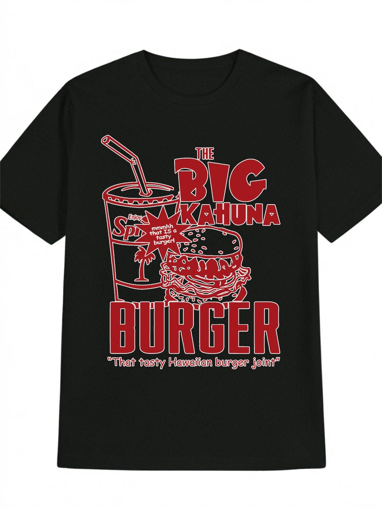 Casual Short Sleeve T-shirt - Black with Bold  THE BIG KAHUNA BURGER  Graphic Print M