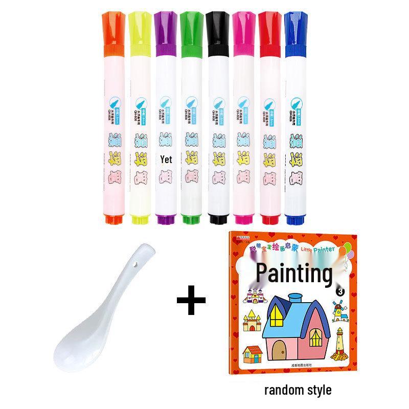 Water-Based Colorful Whiteboard Marker & Magic Floating Paintbrush for Kids - Erasable and Easy To Use