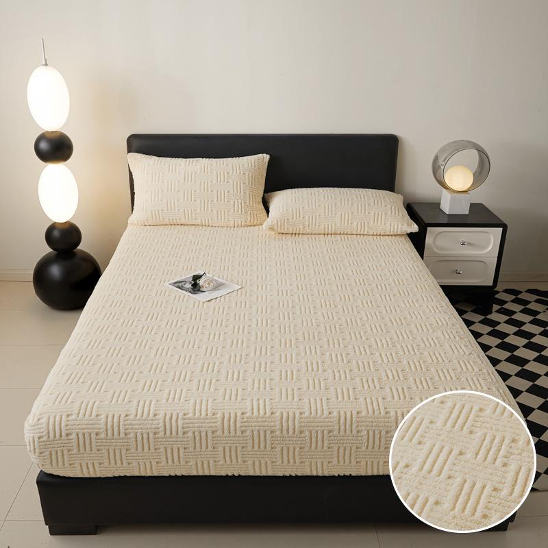 Jacquard Fitted Sheet Bedding Soft Warm Mattress Cover Thick Bed Cover Anti-mites Winter Non-slip Mattress Protective Cover 1pc