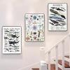 Whale and Shark Seashells Turtles Octopus Fish Marine Life Ocean Animals Poster and Print Canvas Painting  Wall Art Home Living Room