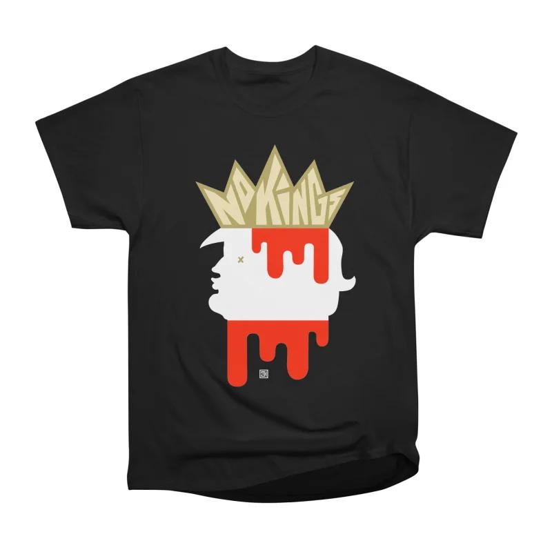 Men Casual Shirts Short Sleeves NO KINGS Tees Oversized T-shirts S чёрный