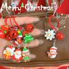 Korean Cartoon Santa Claus Snowman Girls Multi-color Resin Christmas Bell Keychains Bag Pendant New Year Christmas Gifts Keyring