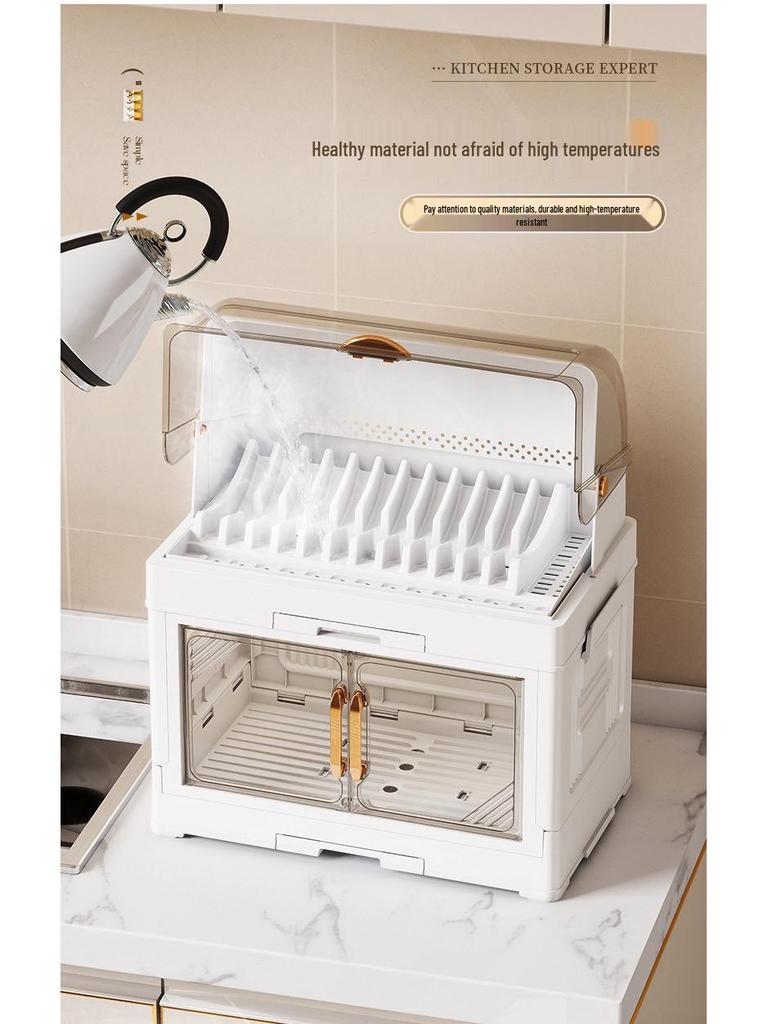 Kitchen Storage Rack for Bowls, Plates, and Chopsticks with Draining Tray