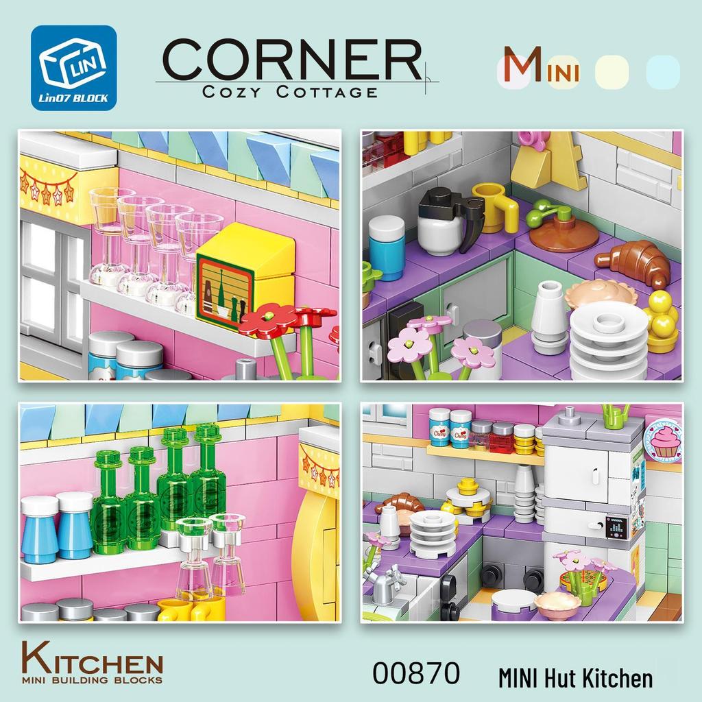 Zhegao Mini House Street View Kitchen Blocks: Creative Educational Toys Compatible with Lego for Girls.
