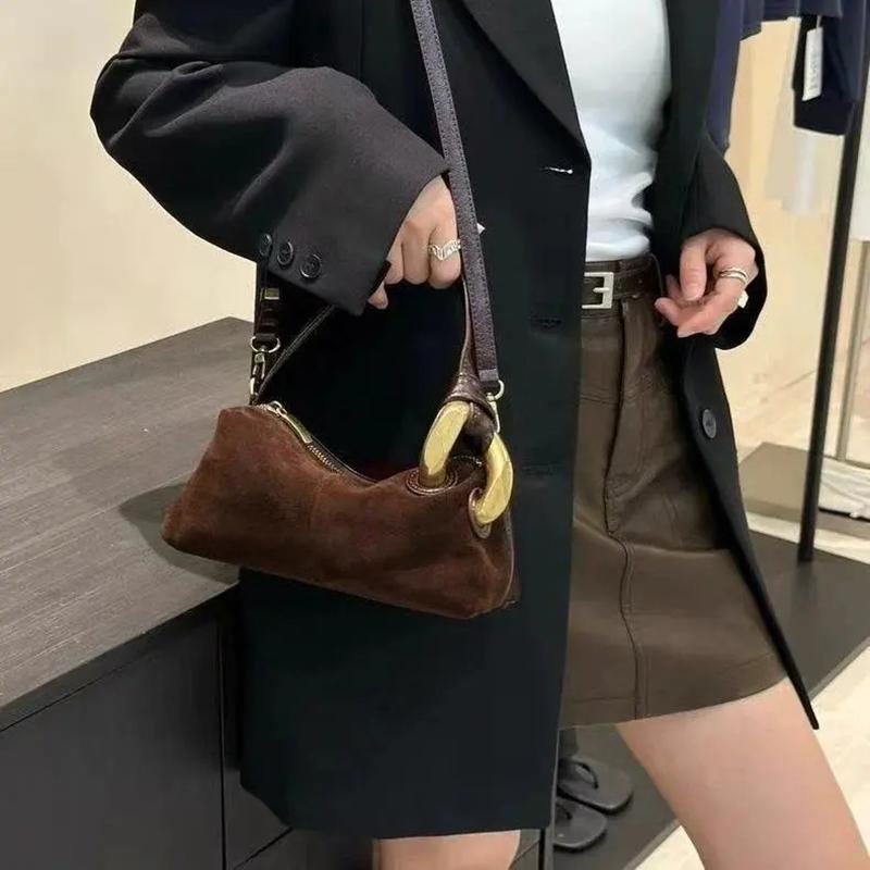 Yogodlns Geantă de umăr la modă pentru femei Piele de căprioară sintetică Genți de mână de damă Geantă hobo mică Genți messenger crossbody pentru doamne