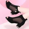 Fish Mouth Mesh Sandals Women's Thick Heel Medium Heel Fashion High Heels 2025 Spring and Summer Hollowed Out New Versatile Women's Cool Boots