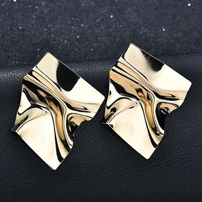 

New Irregular Sequins Metal Stud Earrings Gold Color Big Simple Punk Earrings For Women Statement Party Fashion Zircon золотий