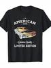 Retro American Classic Car Graphic T-shirt - High-Quality Pure Cotton