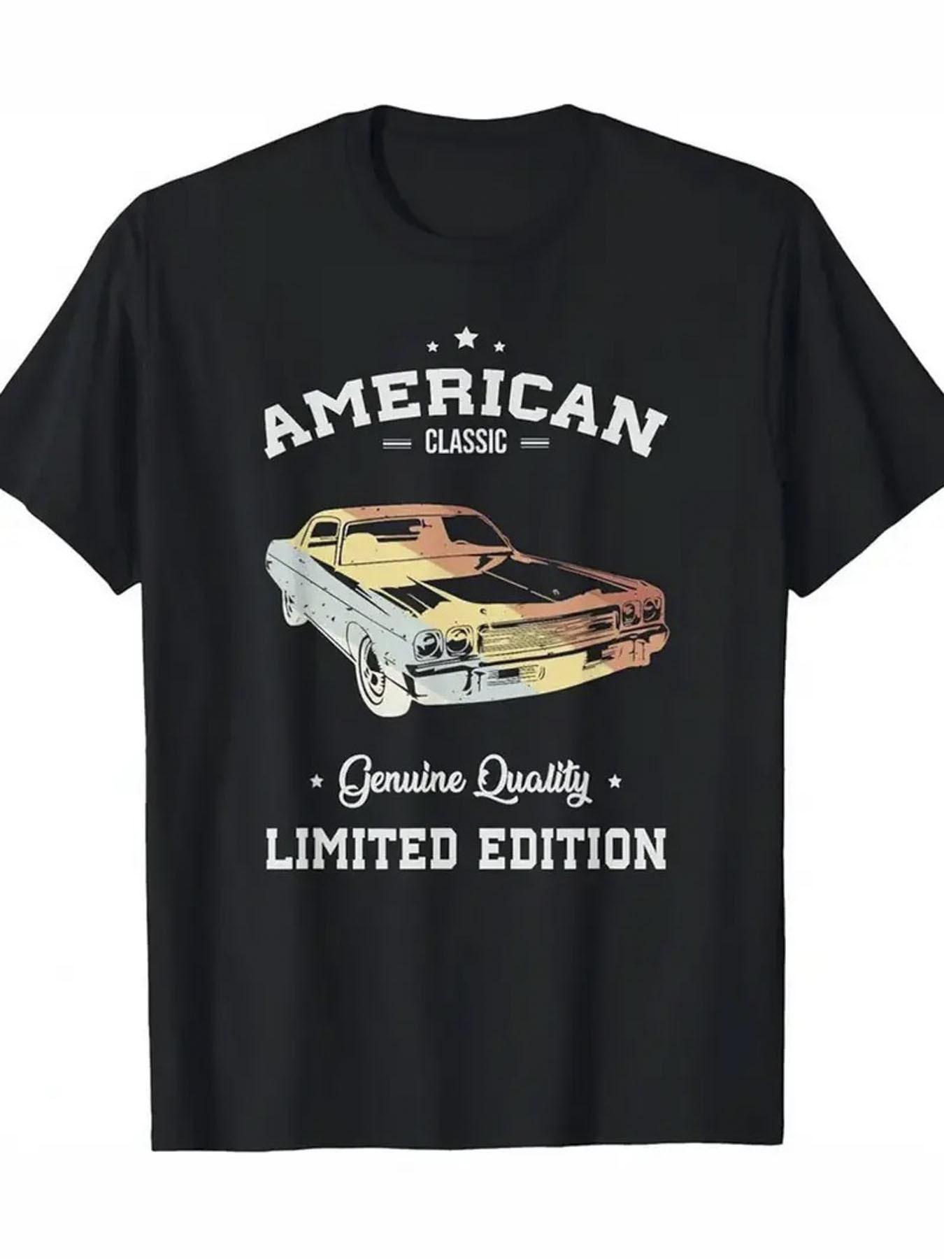 

Retro American Classic Car Graphic T-shirt - High-Quality Pure Cotton XXXXL