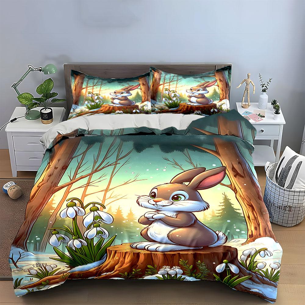"Charming Bunny In Wonderland" Bedding Sets Duvet Covers Pillowcases(1* Duvet Cover 2* Pillowcases Without Duvet Insert)