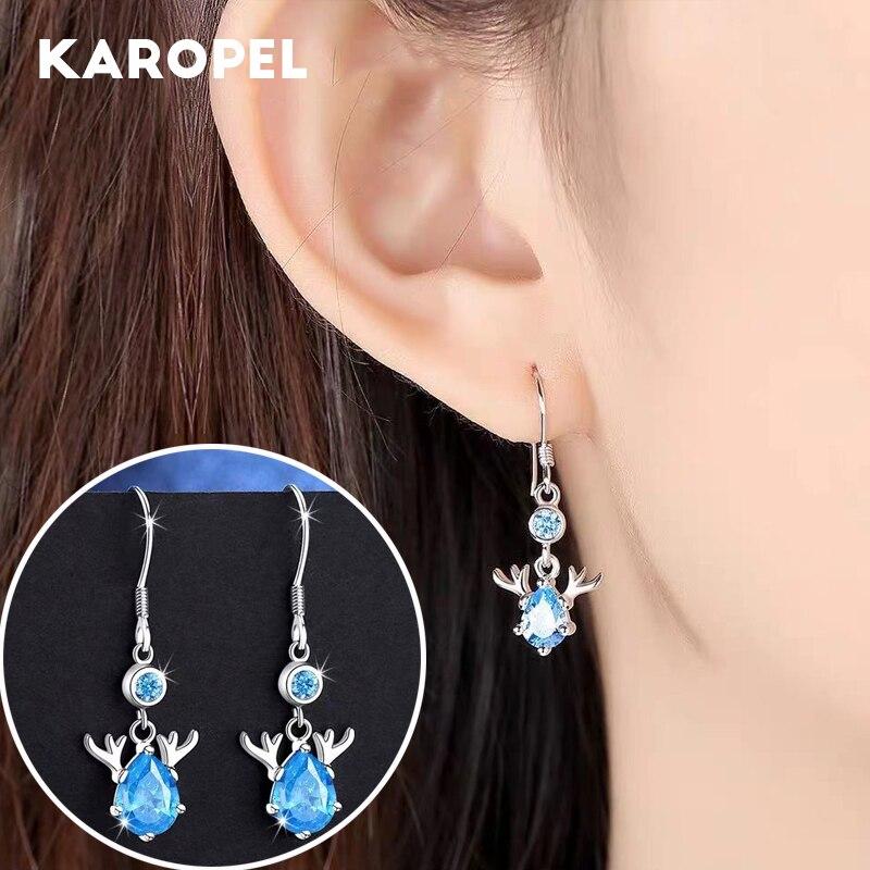 Pearl Blue Zircon Crystal Waterdrop Stud Earrings For Women Wedding Jewelry Girls Gift Pearl Blue Zircon Crystal Waterdrop Stud Earrings For Women Wedding Jewelry Girls Gift