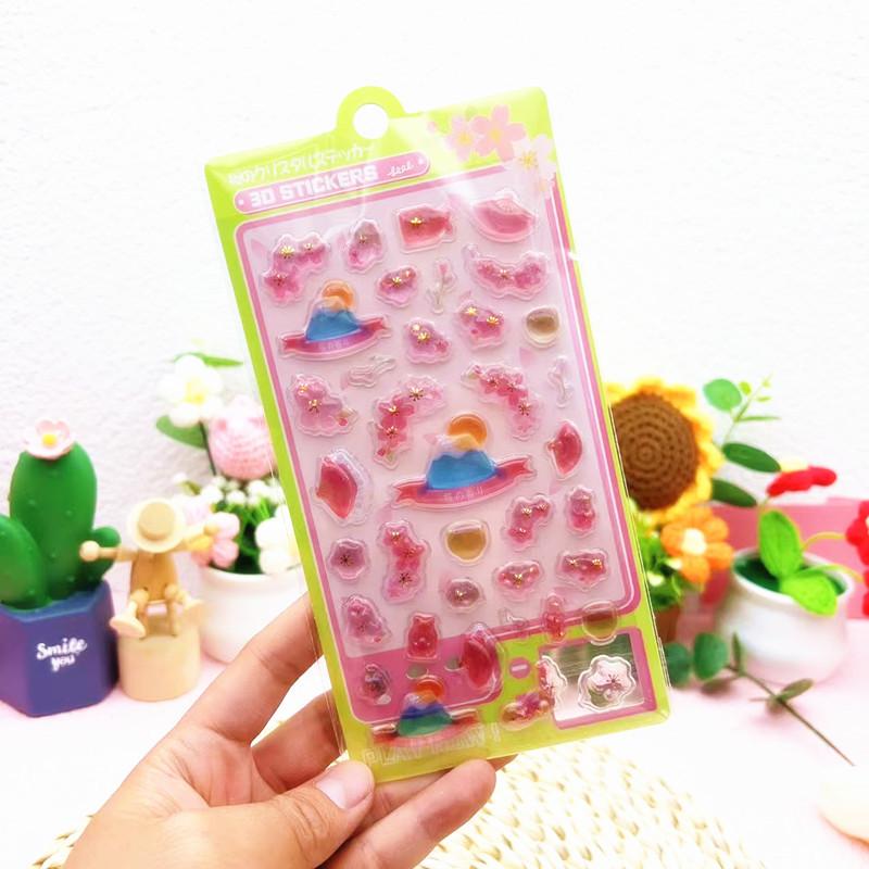 Sakura 3D 3D Relief Stickers Cute Cartoon Children'S Account Decoration Stickers Mobile Phone Guka Creative Stickers