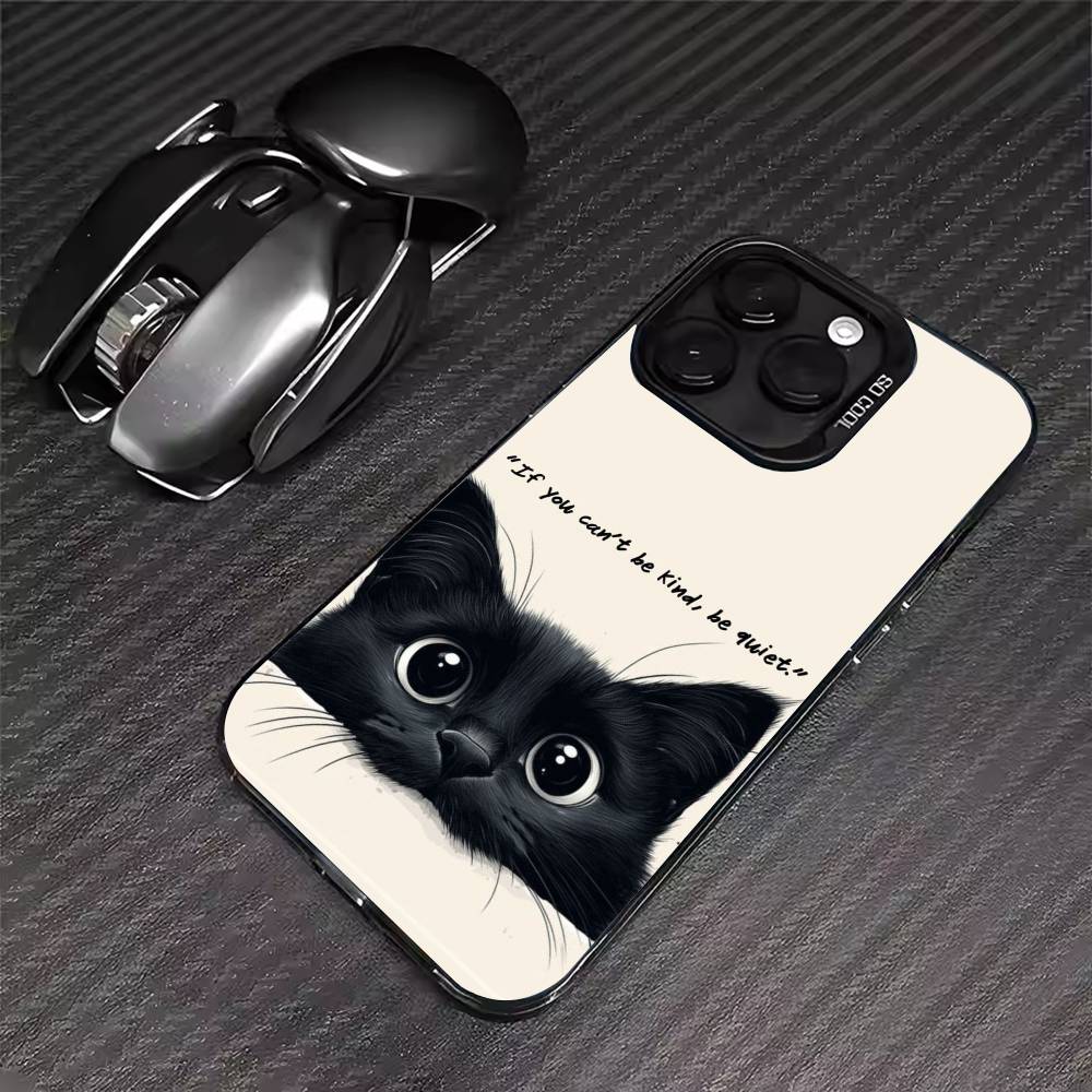

Couple Black Cat Phone Case For iPhone 17 16 15 14 13 12 11 Pro Max XS Max 7 8 Plus Shockproof Silicone Matte Cover iPhone13PROMAX