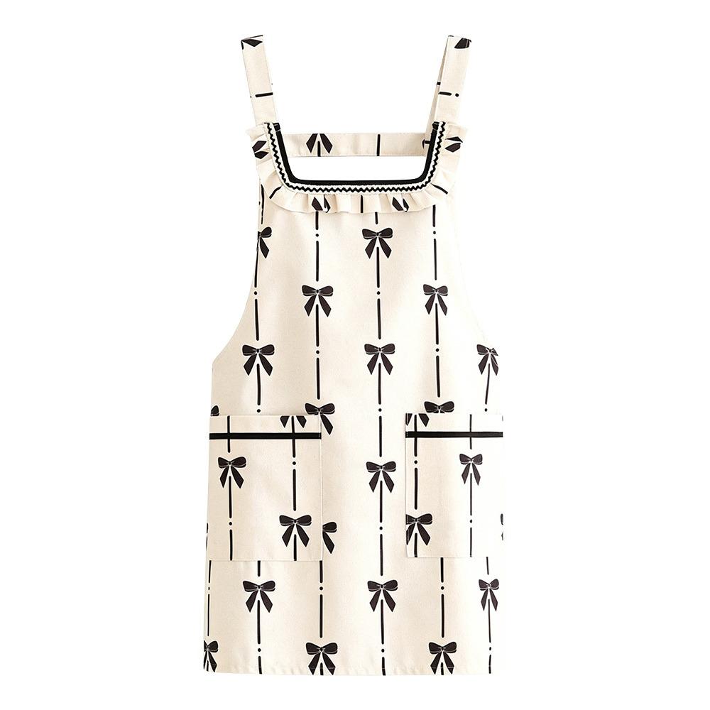 

Bowknot Kitchen Apron Waterproof Cooking Baking Bibs Catering Work Clothes for Home Kitchen 04