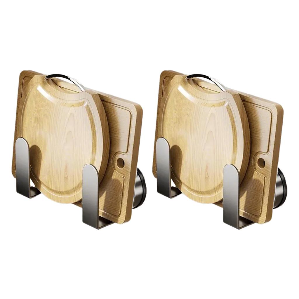 2Pieces Wall Mounted Pot Lid Holders Set Without Drilling Required Convenient for Small Kitchens and Limited Space