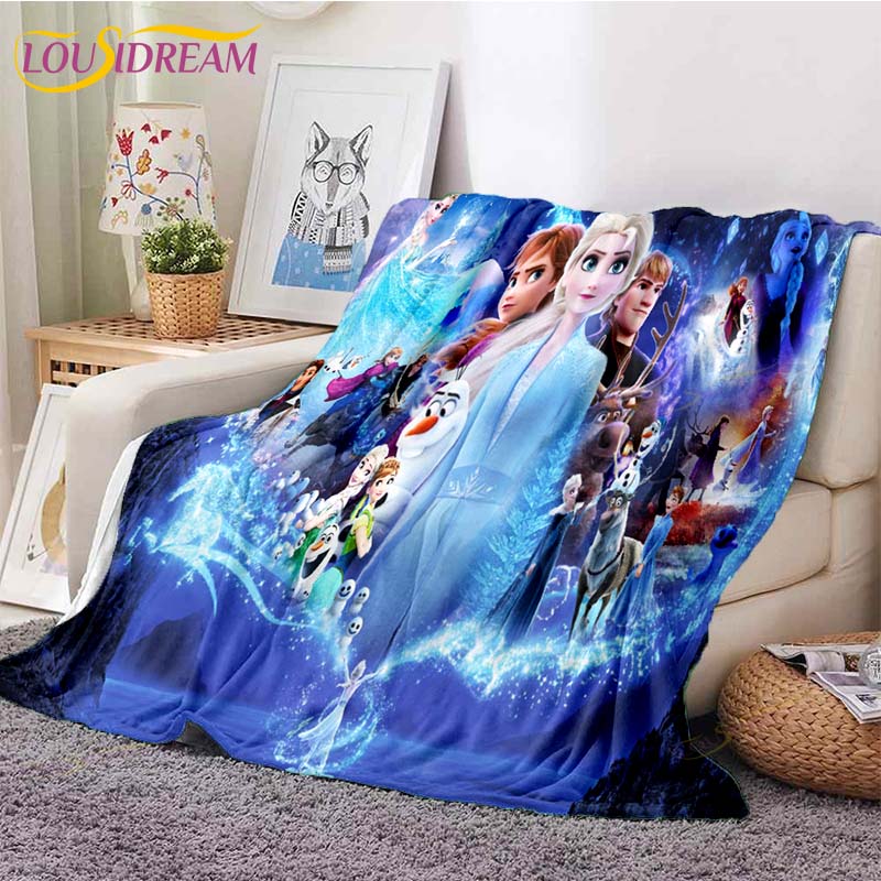 3D Cartoon Frozen Blanket Ultra Lightweight Soft Plush Flannel Throws Blanket for Sofa Bed Couch Best Office Gifts