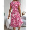 HNXC Spring Summer Elegant Floral Short-sleeved Wide-swing Pleated Dress for Women's Wear