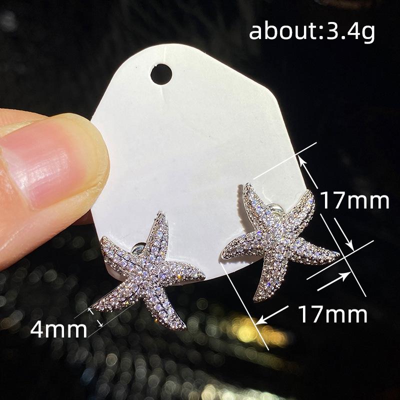 New Arrival Starfish Earrings Metal Women  Silver Needle Stud Earrings Exquisite Fashion Simple Cute Female