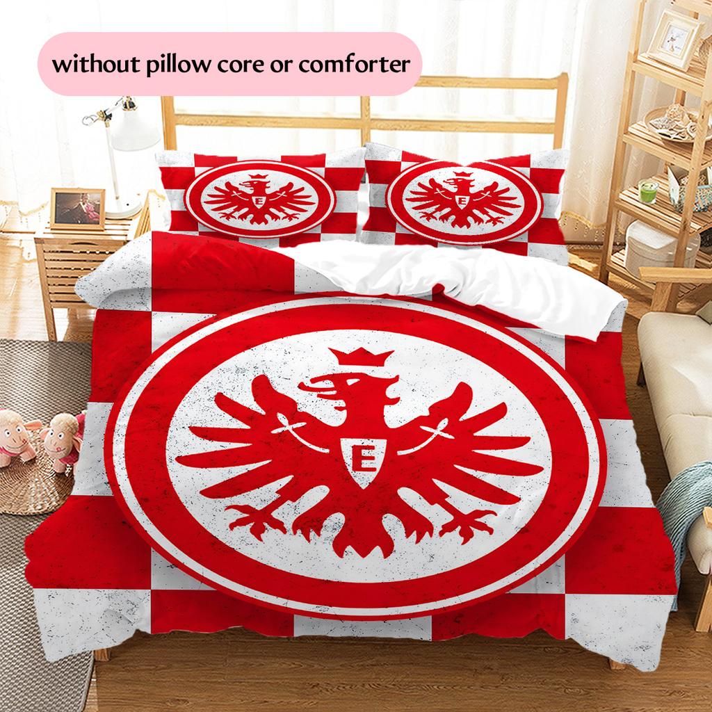 Eintracht Frankfurt Wzór Pościel Kołdra Zestaw Dekoracja Domu Prezent (1 * poszwa na kołdrę + 2 * poszewki na poduszki bez rdzenia)