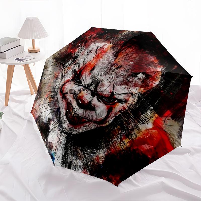 1pc Joker Inspired Umbrella Automatic Opening & Closing, Foldable Design, Outdoor, Ideal Gift for Fans, Travelers, Daily Use.C033