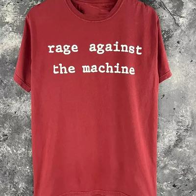 Maglietta Rossa a Lato Singolo con Logo della Band Rage Against The Machine Taglie Complete S-4XL