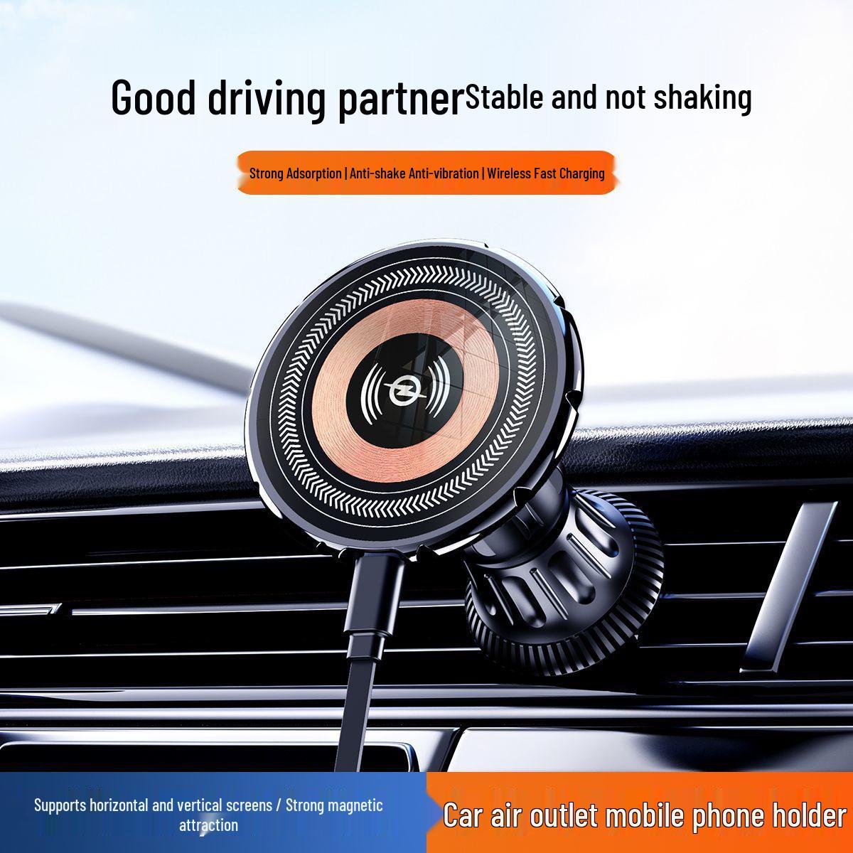 MagSafe Compatible Rotating Car Mount with Wireless Fast Charging