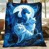 Fantasy Blue Dragon Wolf Blanket Season Universal Living Room Bedroom Office Nap Cover Ins Style Decorative Blanket