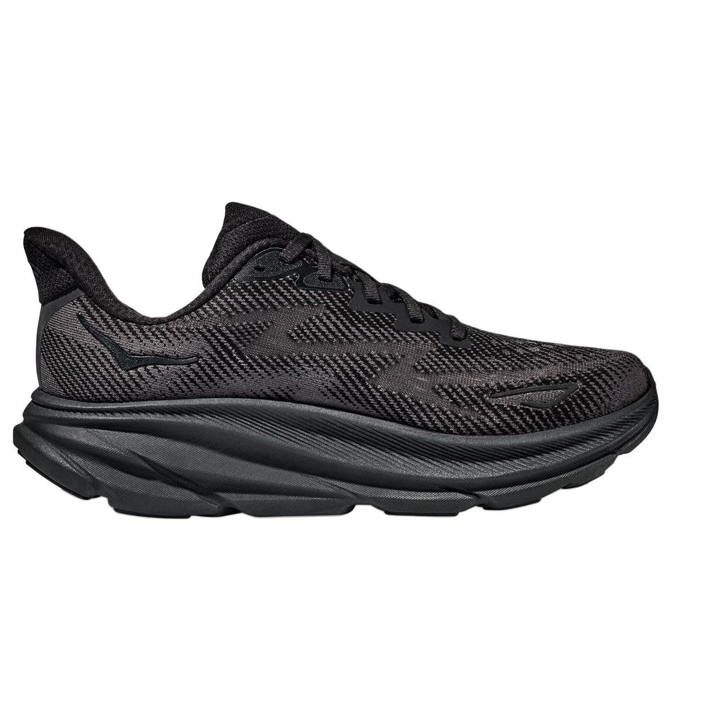Hoka One One Clifton 9 Wide Rebound Cushioning Fabric Low Top Marathon Training Running Shoes Women Sneaker Black 1132211-BBLC