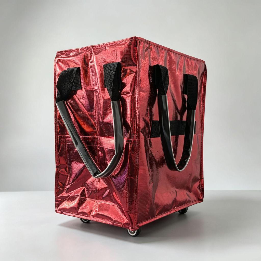 Sac chariot pliable HULKEN avec roues - Sac chariot de courses zippé grande capacité