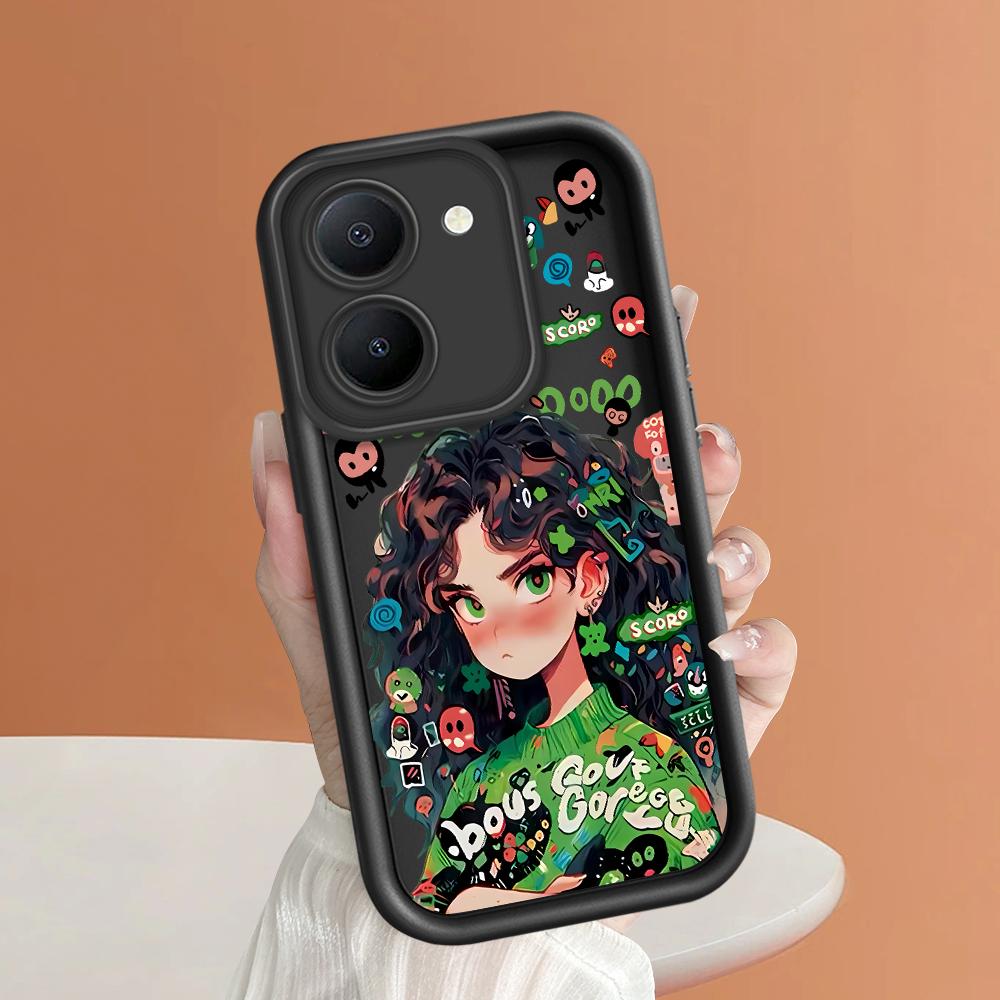 Soft Silicone Square Ladders Cartoon Pattern Full Cover Camera Protection Shockproof Case for iPhone Infinix Tecno Vivo