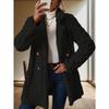 Women S Plush Double Breasted Mid Length Coat Notched Lapel Casual Warm Outerwear