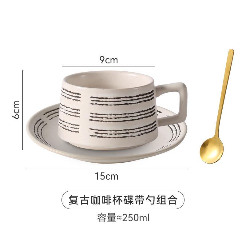 Retro fish ripple coffee cup ceramic art cup and saucer set tableware high value posing good things.