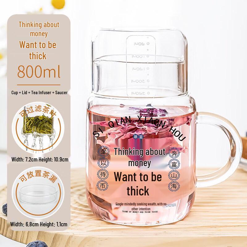 Borosilicate Glass Tea Infuser Mug 800ml