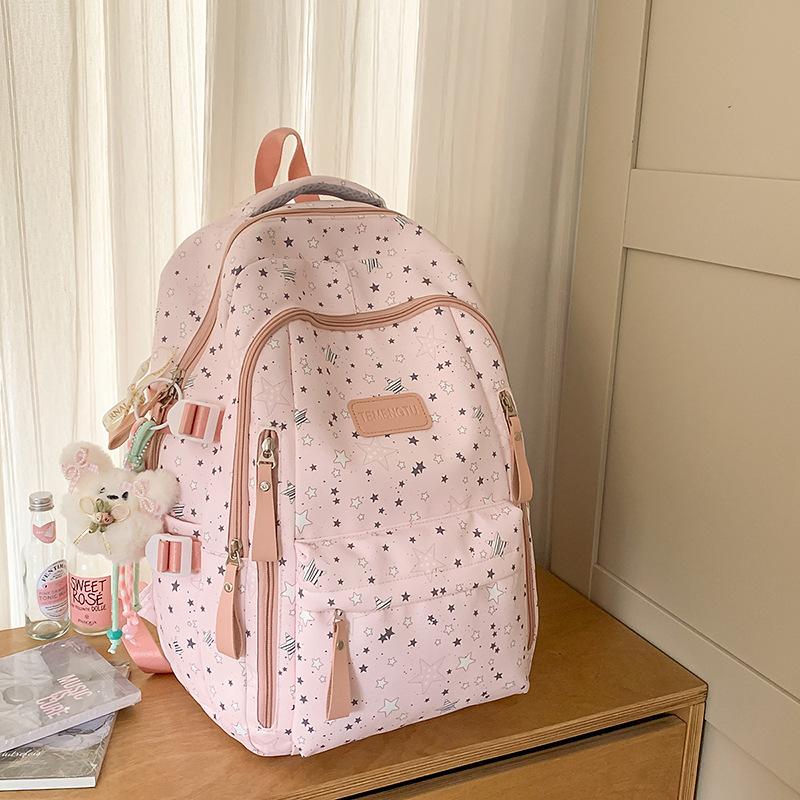 Japanese ins new high-value, fresh and sweet star moon backpack, casual and lightweight backpack for junior high school students