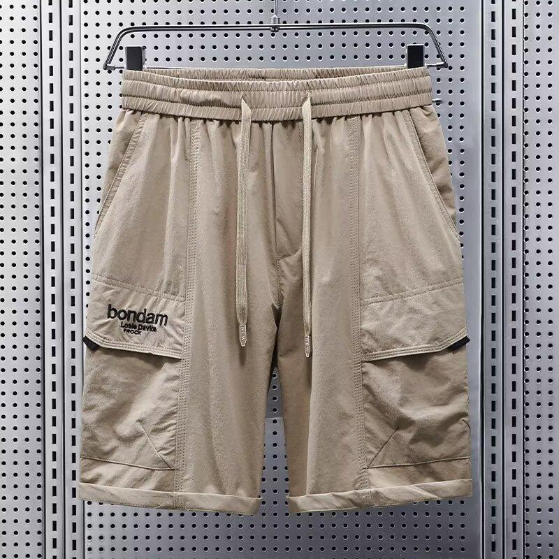 

Men Letter Print Multi Pocket Drawstring Cargo Shorts Casual Summer Knee Length Shorts for Men M хаки
