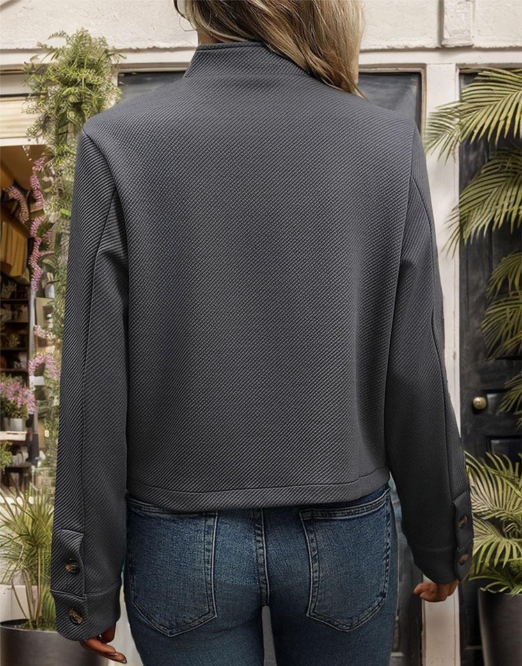 Casual Long Sleeve Jacket Outerwear Office Lady Spring Autumn Elegant Solid Coat For Women Female Top