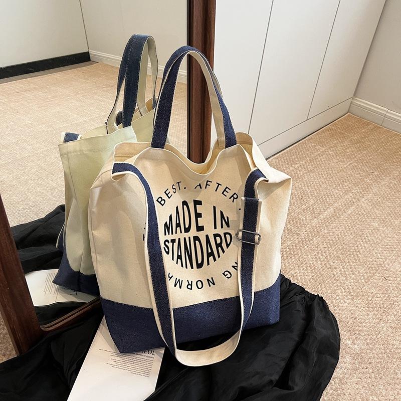 College-Stil Alphabet Canvas Tasche Damen neue trendige Mode Tragetasche lässige große Kapazität Umhängetasche