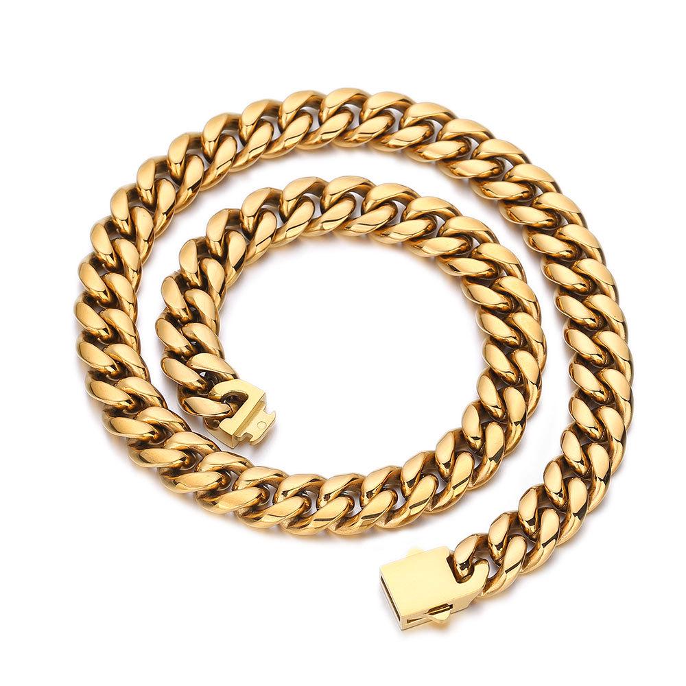Trendige Cuban Link Kette & Armband aus Edelstahl mit glattem Verschluss