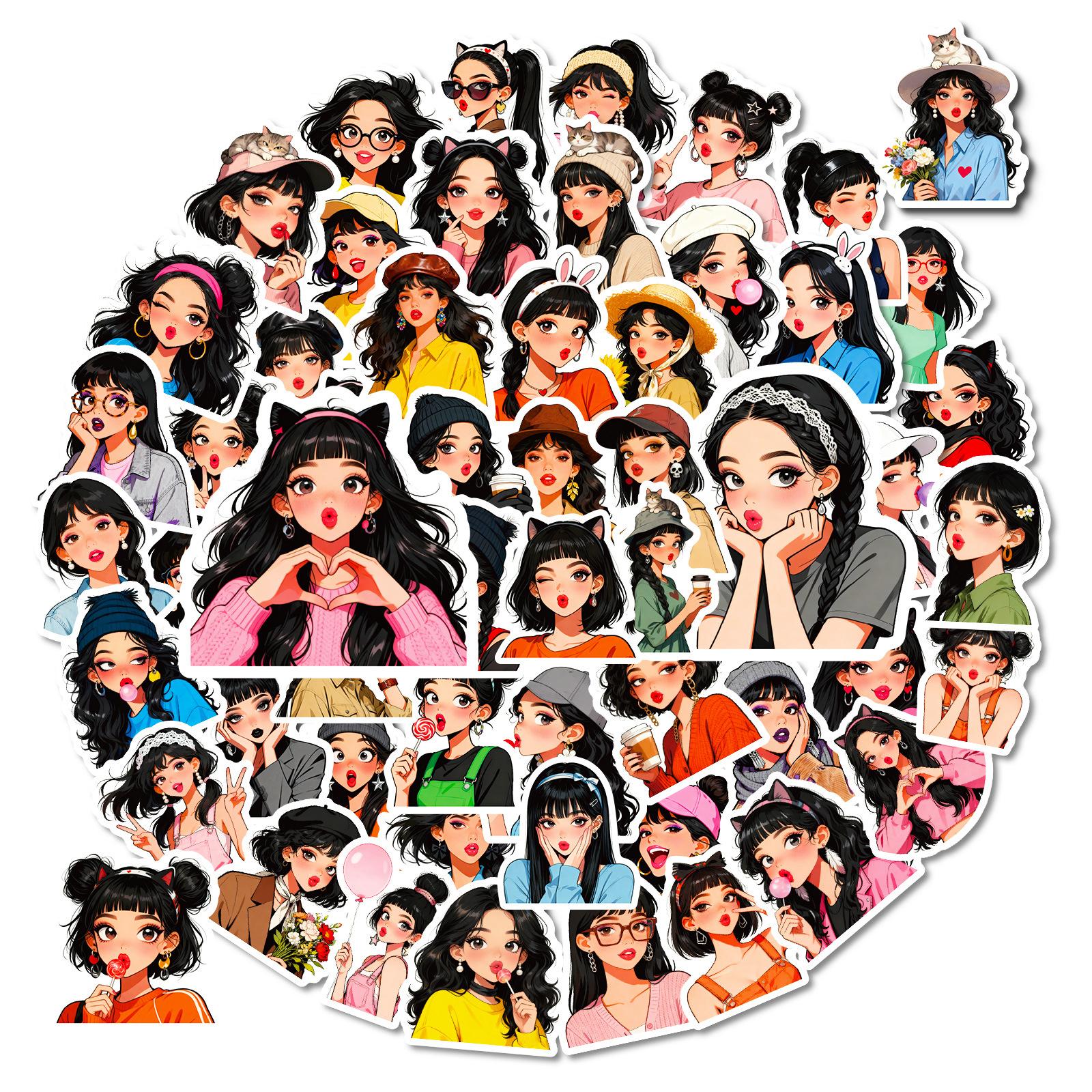 

56/112Pcs New Fashion Pouty Lips Woman Doodle Stickers for DIY Phone Case Laptop Suitcase Notebook Scrapbook Fridge No Repeat