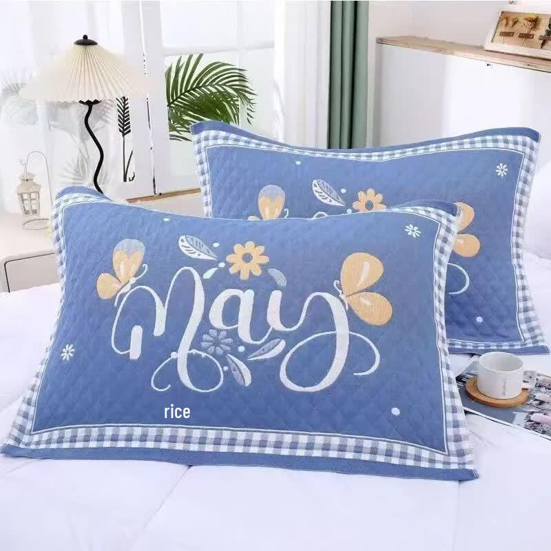OEING Double-Layer Gauze Pillow Towel Set синий