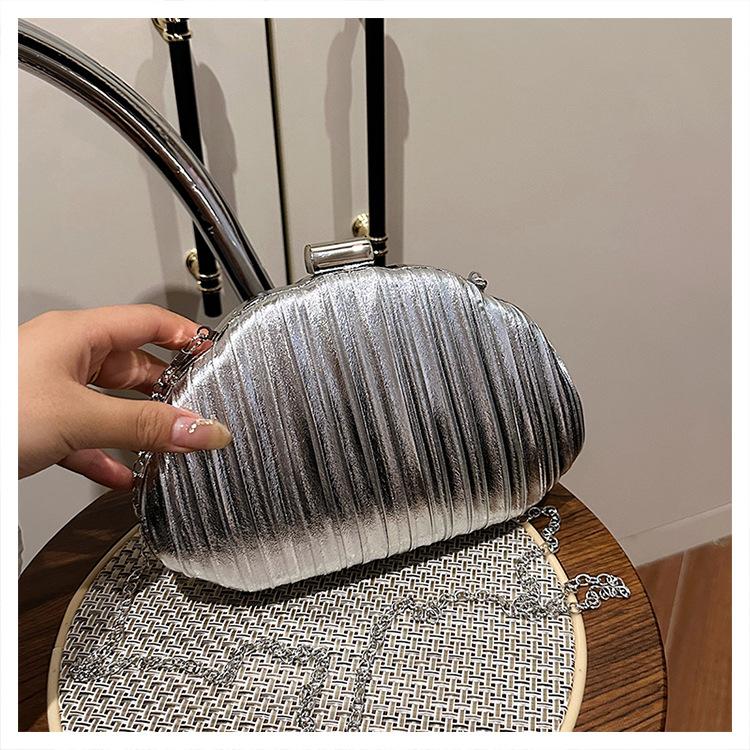 2025 New Silver Box Bag Women's Party Clutch Handmade Korean Designer Chain Crossbody Purse Luxury Gift